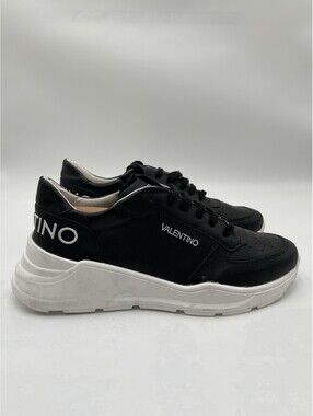 Valentino Gumboy leather sneakers in black with a white sole Size 12